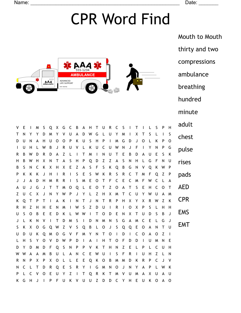 CPR Word Find Word Search