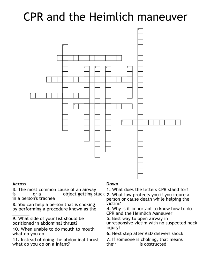 CPR and the Heimlich maneuver  Crossword