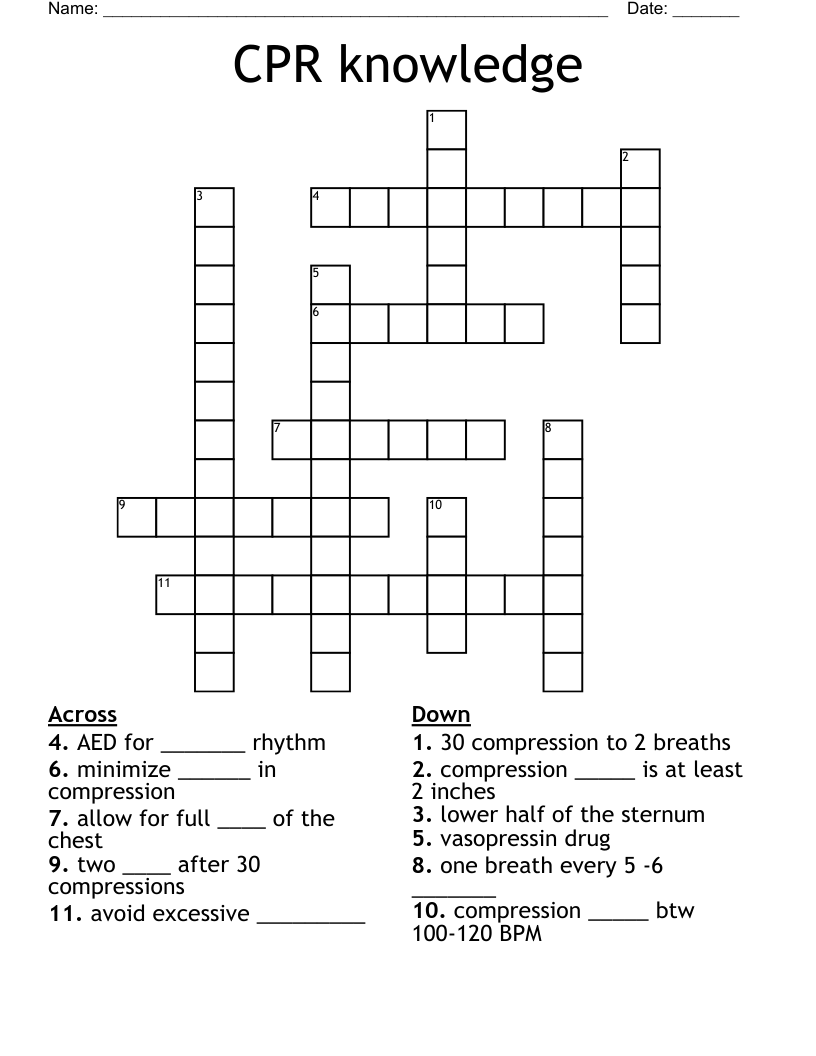 CPR knowledge Crossword