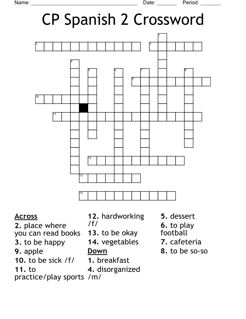 CP Spanish 2 Crossword