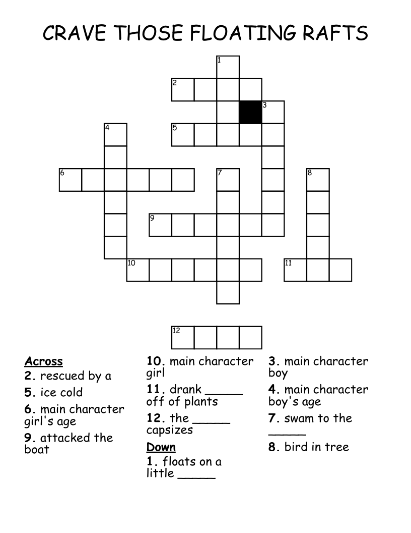CRAVE THOSE FLOATING RAFTS Crossword