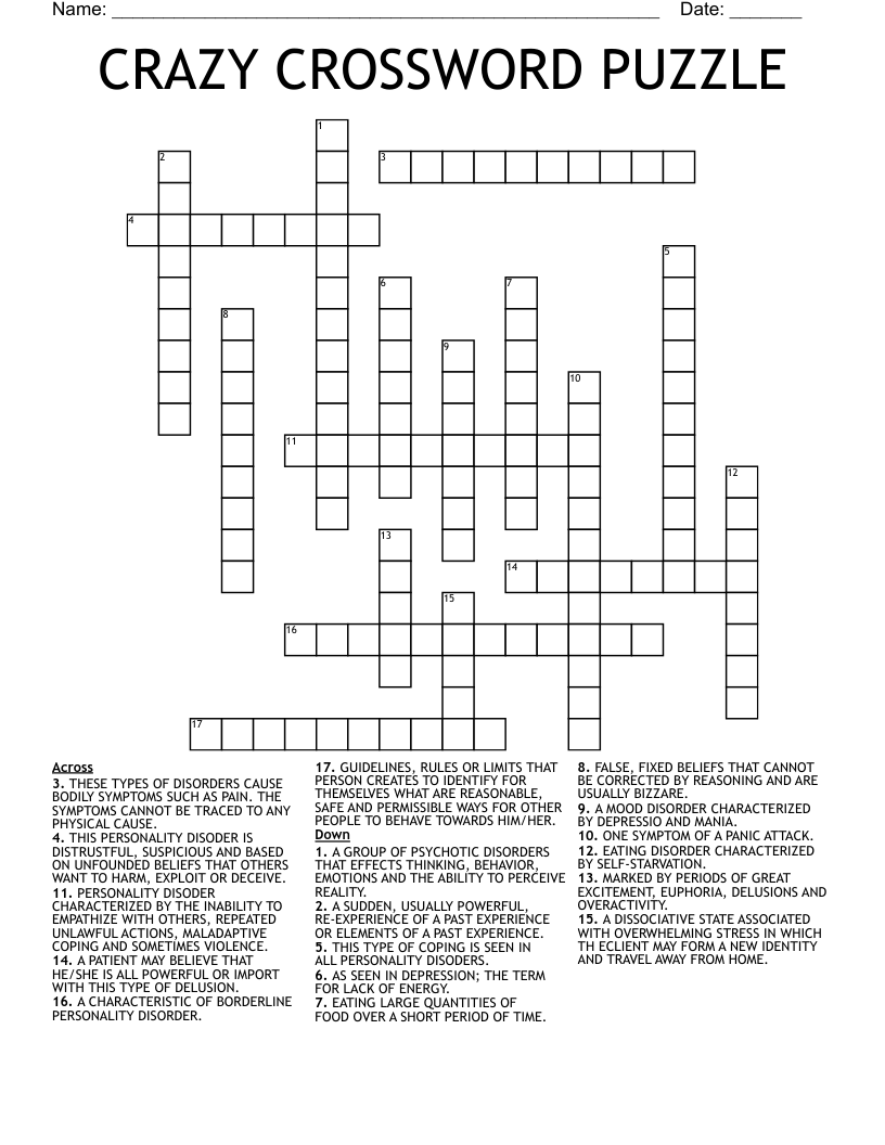 CRAZY CROSSWORD PUZZLE