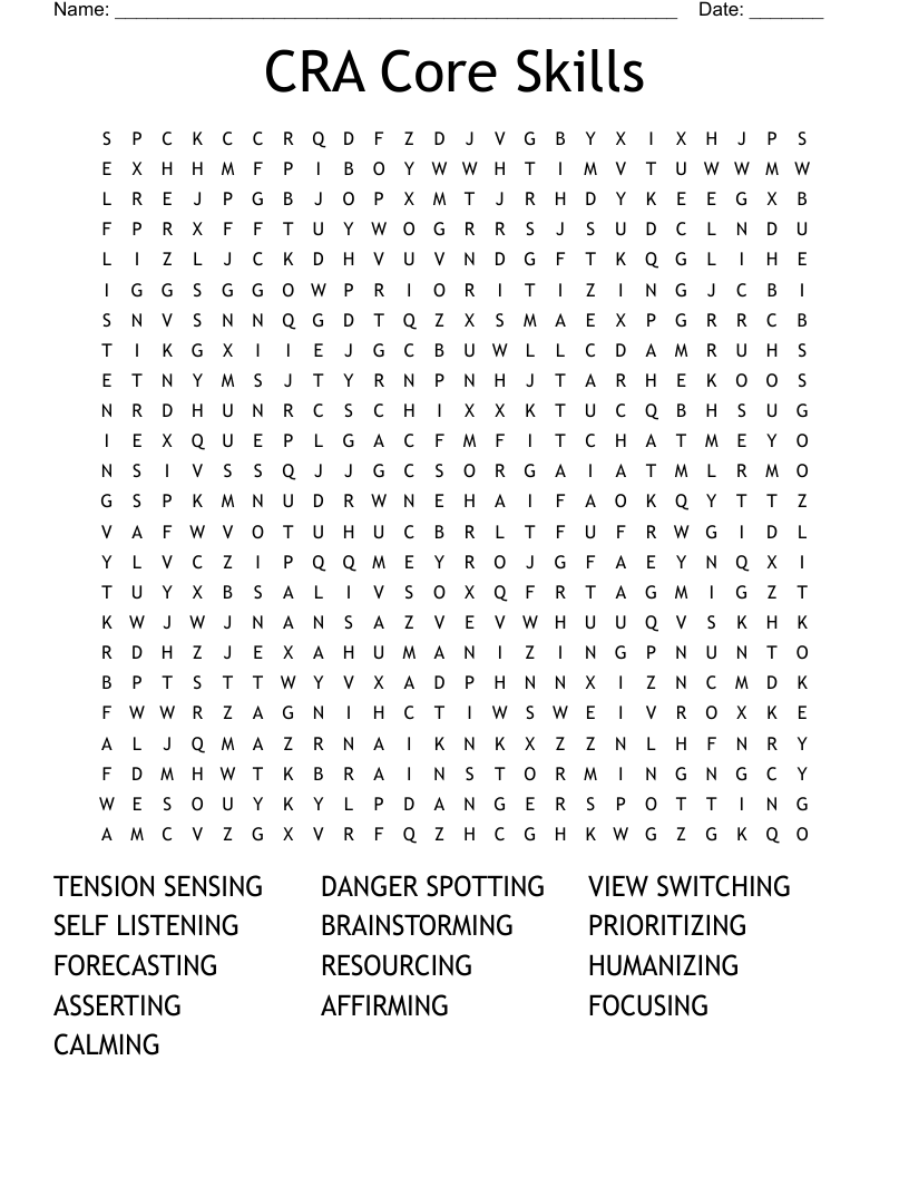 CRA Core Skills Word Search