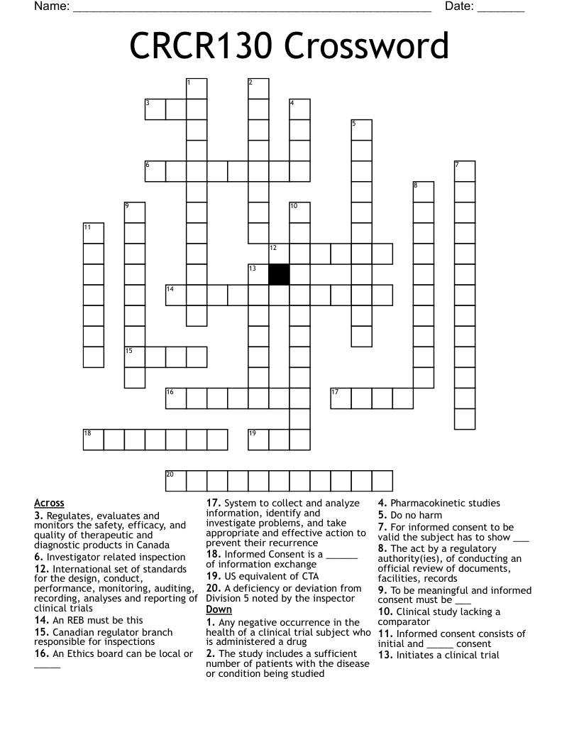 CRCR130 Crossword
