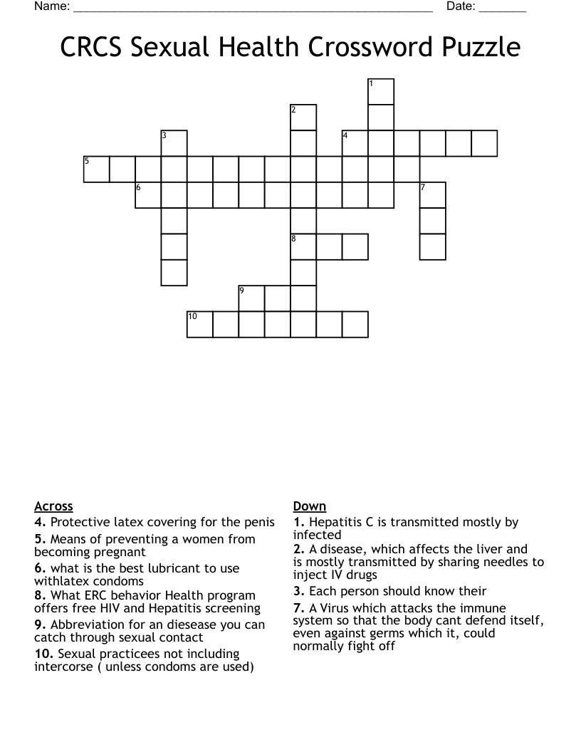 CRCS Sexual Health Crossword Puzzle