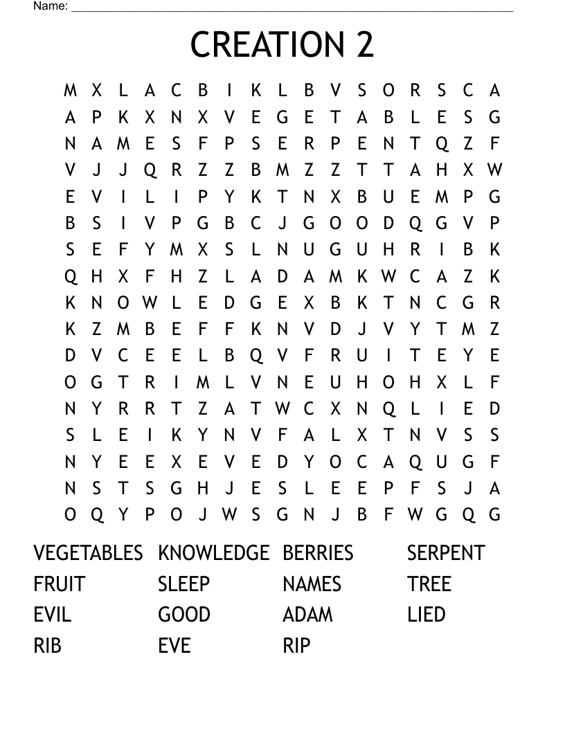 CREATION 2 Word Search