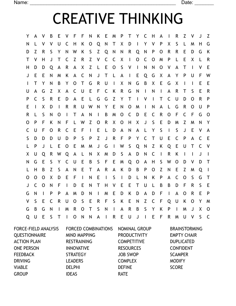 CREATIVE THINKING Word Search