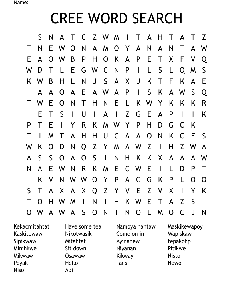 CREE WORD SEARCH