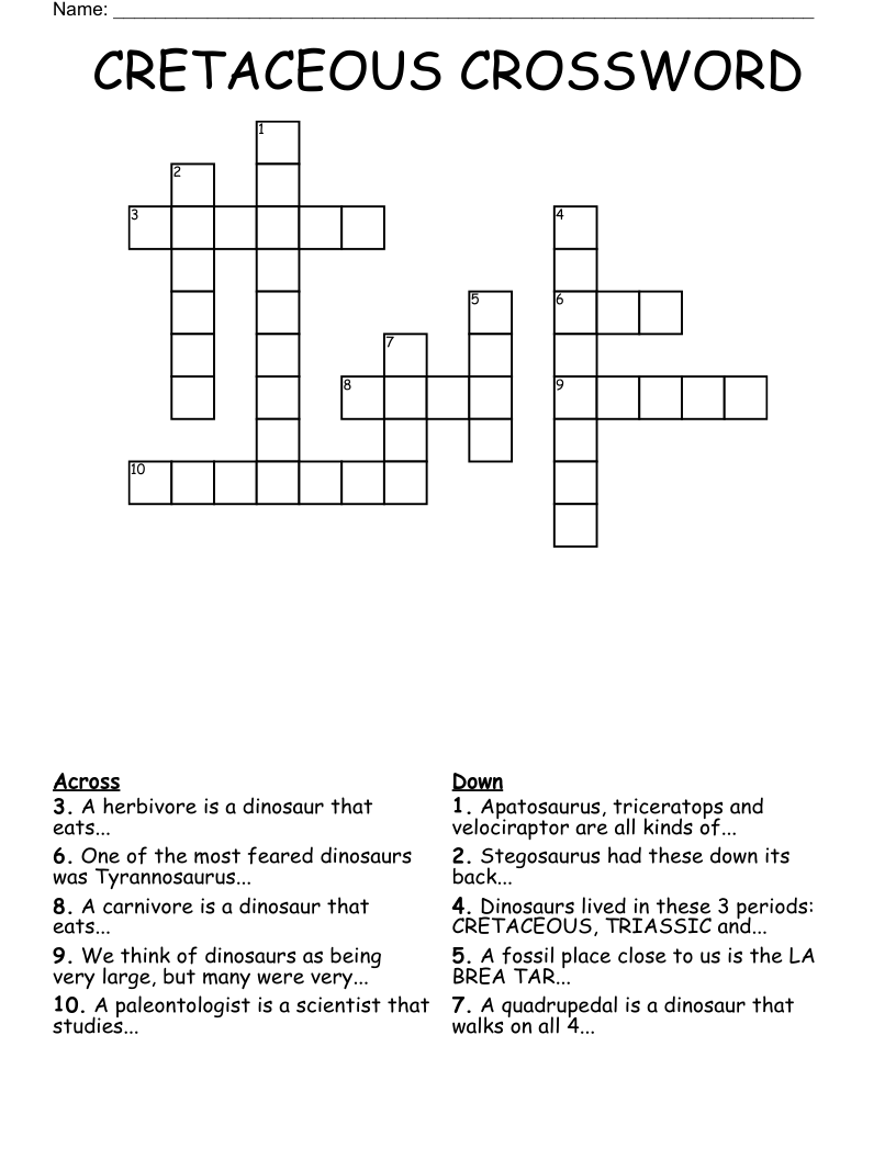 CRETACEOUS CROSSWORD