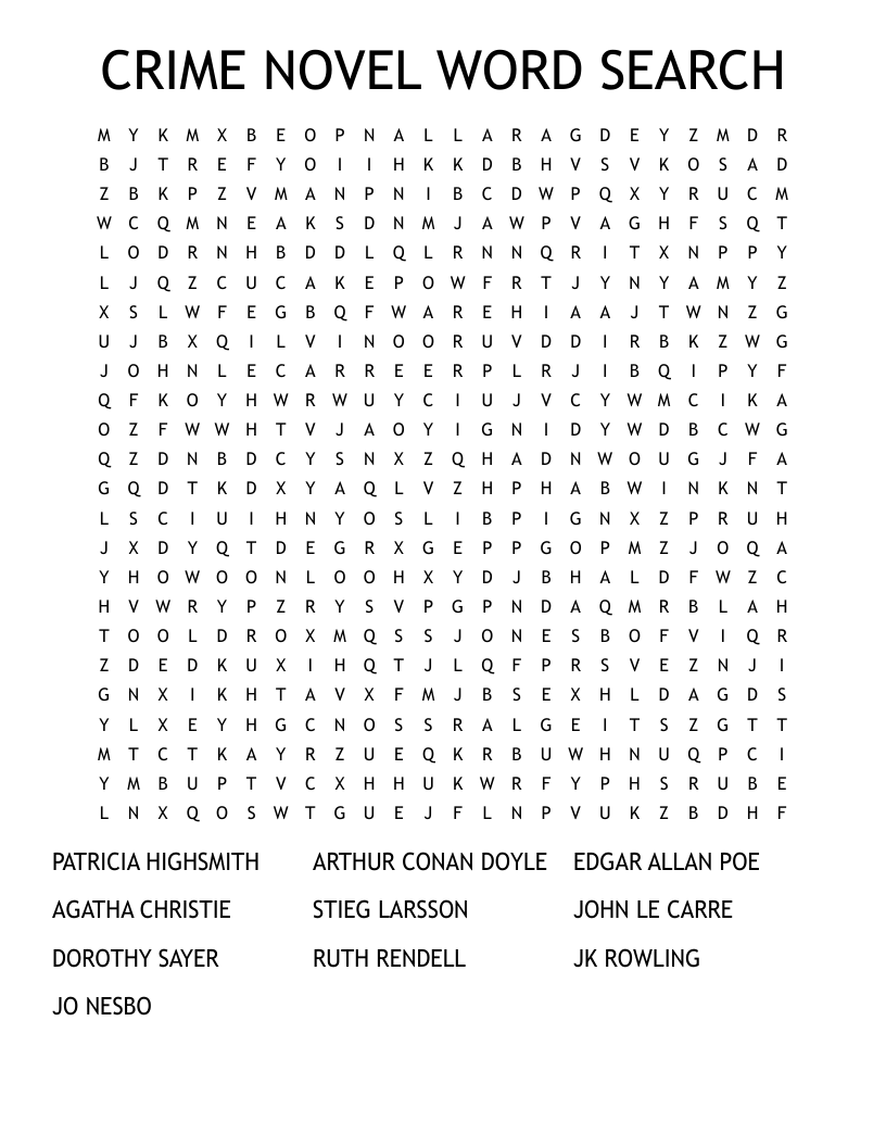 CRIME NOVEL WORD SEARCH 