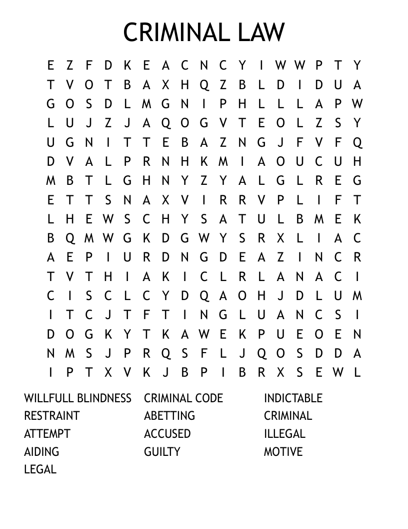 CRIMINAL LAW  Word Search