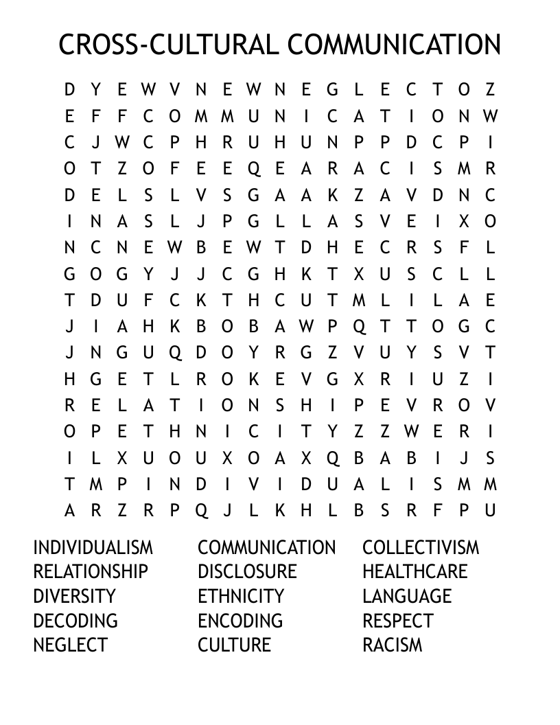 CROSS-CULTURAL COMMUNICATION Word Search