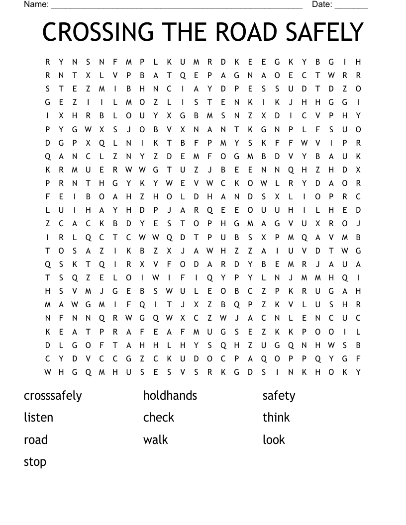 CROSSING THE ROAD SAFELY Word Search
