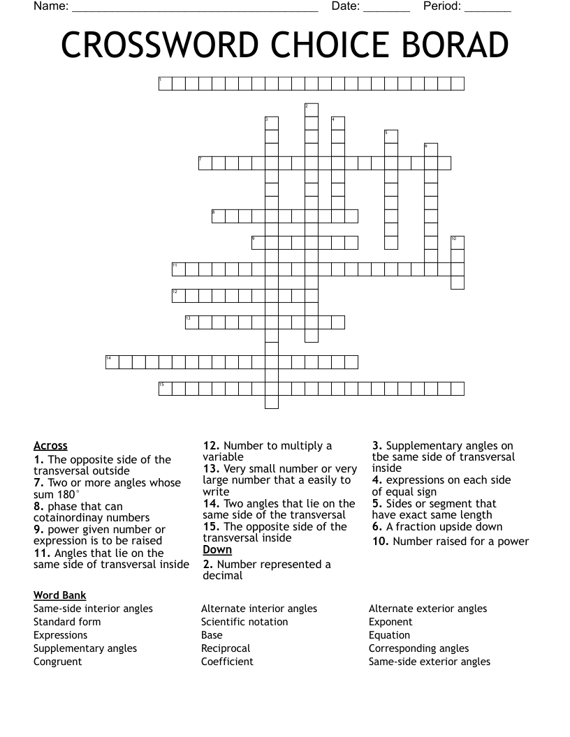 CROSSWORD CHOICE BORAD