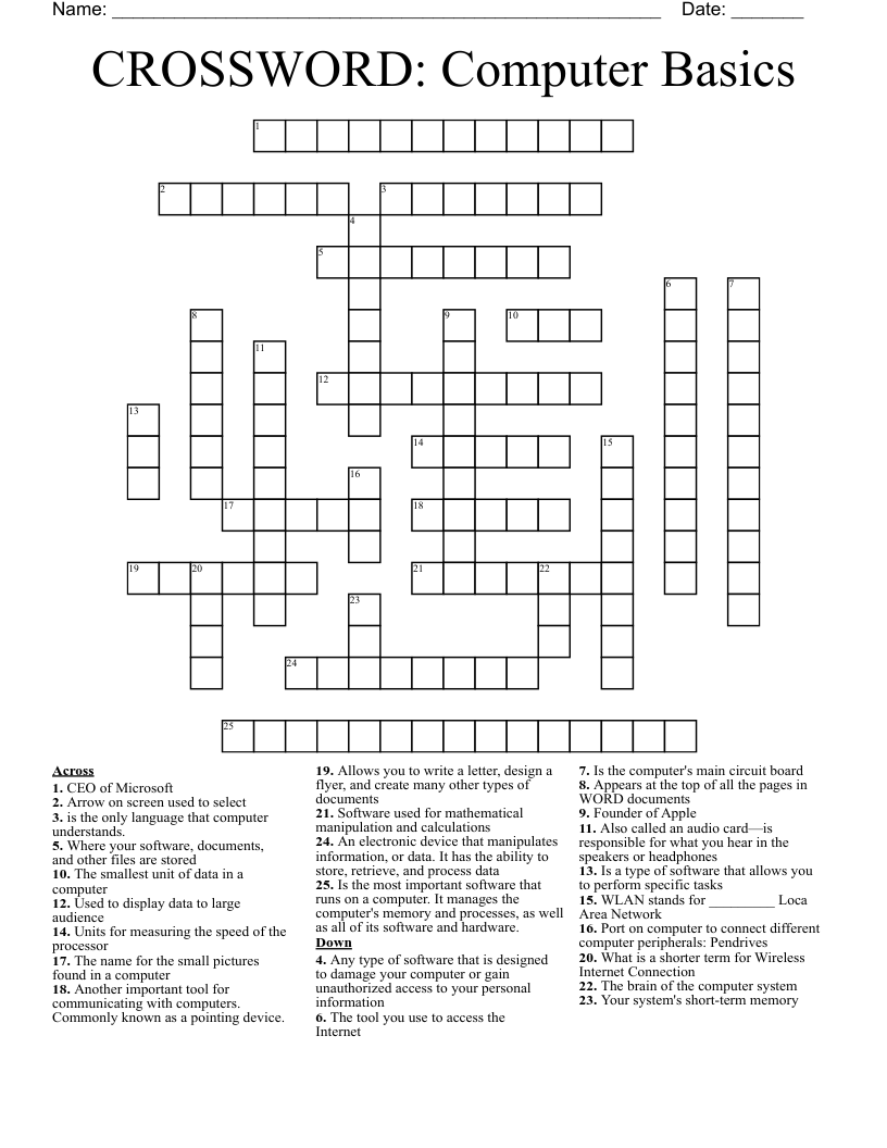 CROSSWORD: Computer Basics