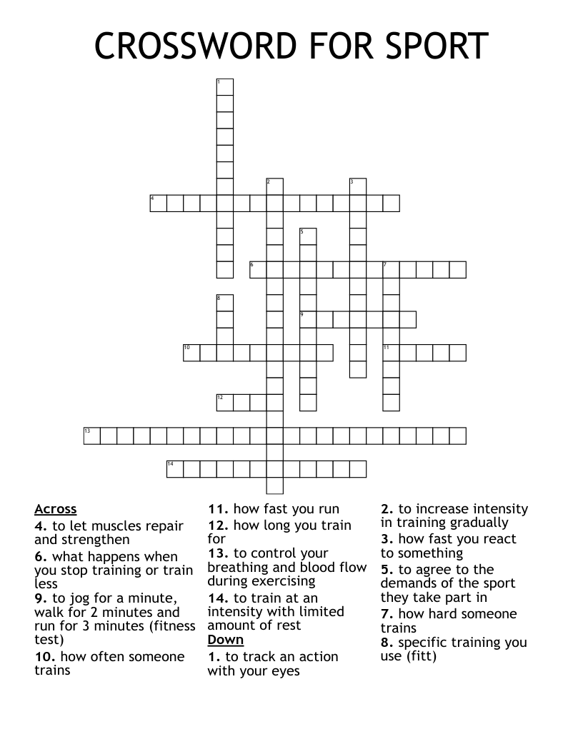 CROSSWORD FOR SPORT