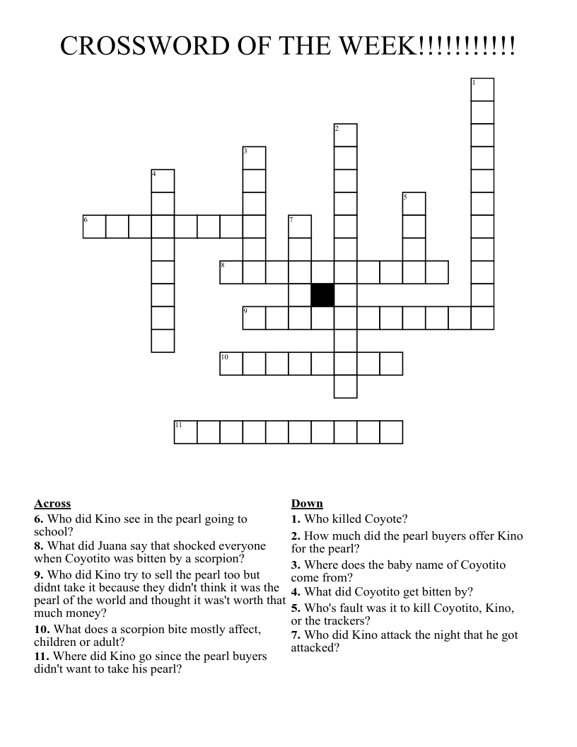 CROSSWORD OF THE WEEK!!!!!!!!!!!