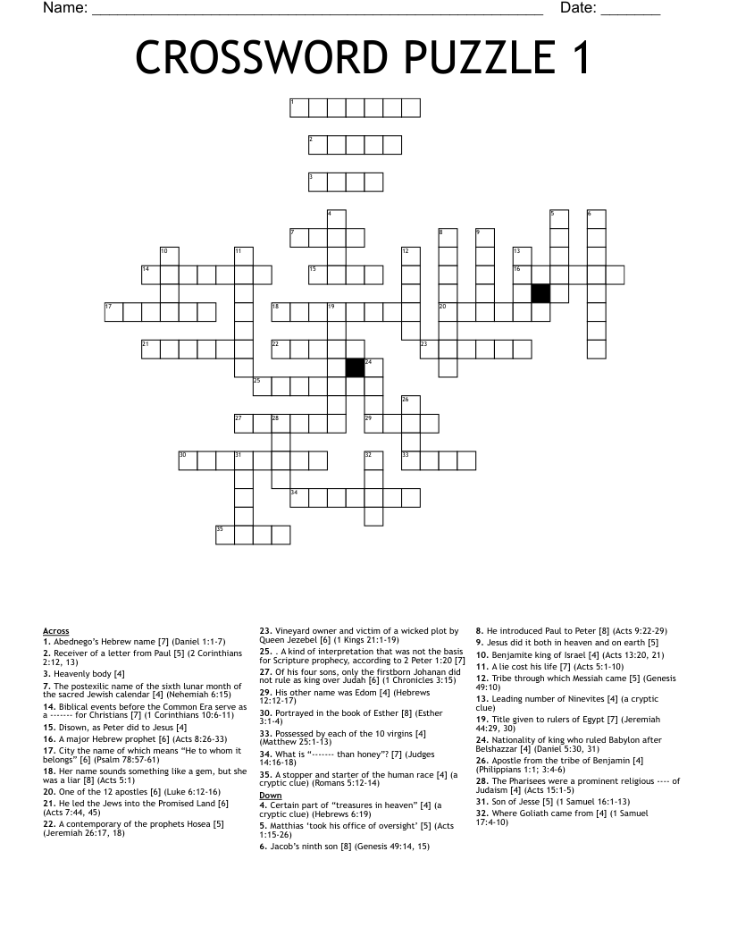 CROSSWORD PUZZLE 1