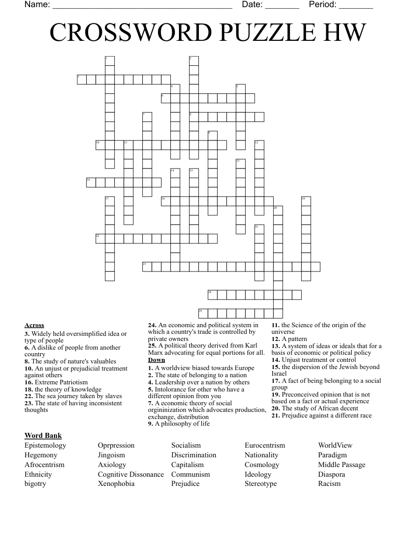 CROSSWORD PUZZLE HW