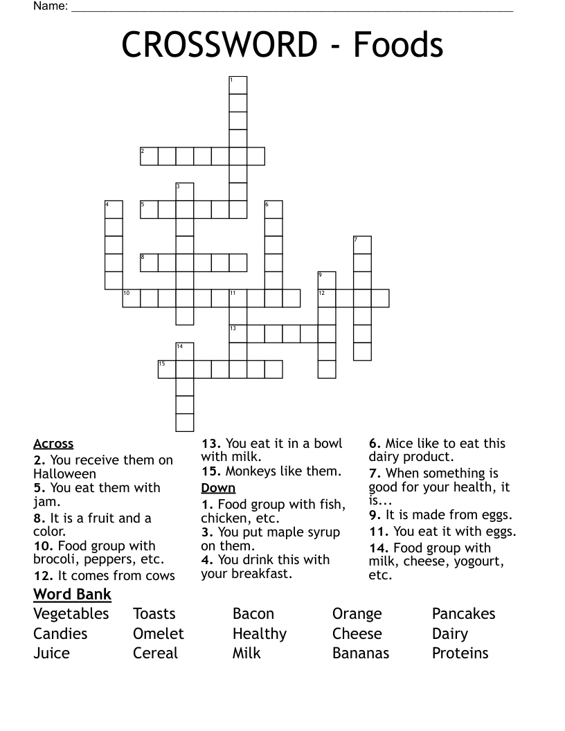 CROSSWORD - Foods