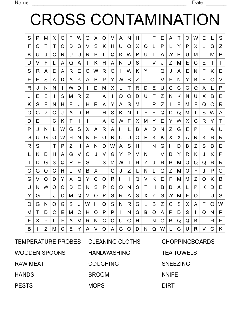 CROSS CONTAMINATION  Word Search