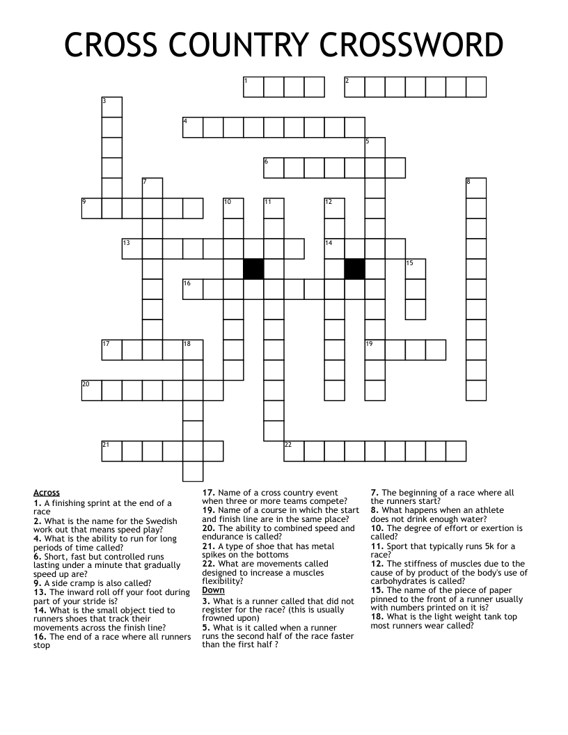 CROSS COUNTRY CROSSWORD 