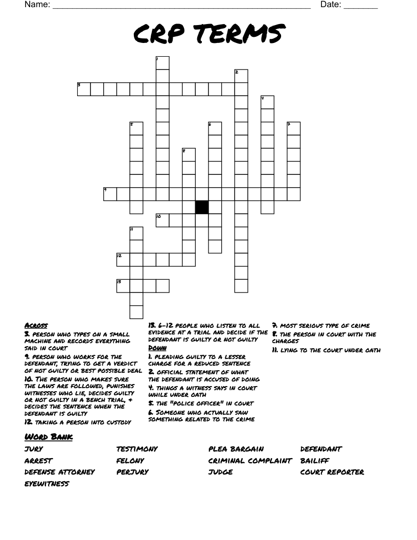 CRP TERMS Crossword