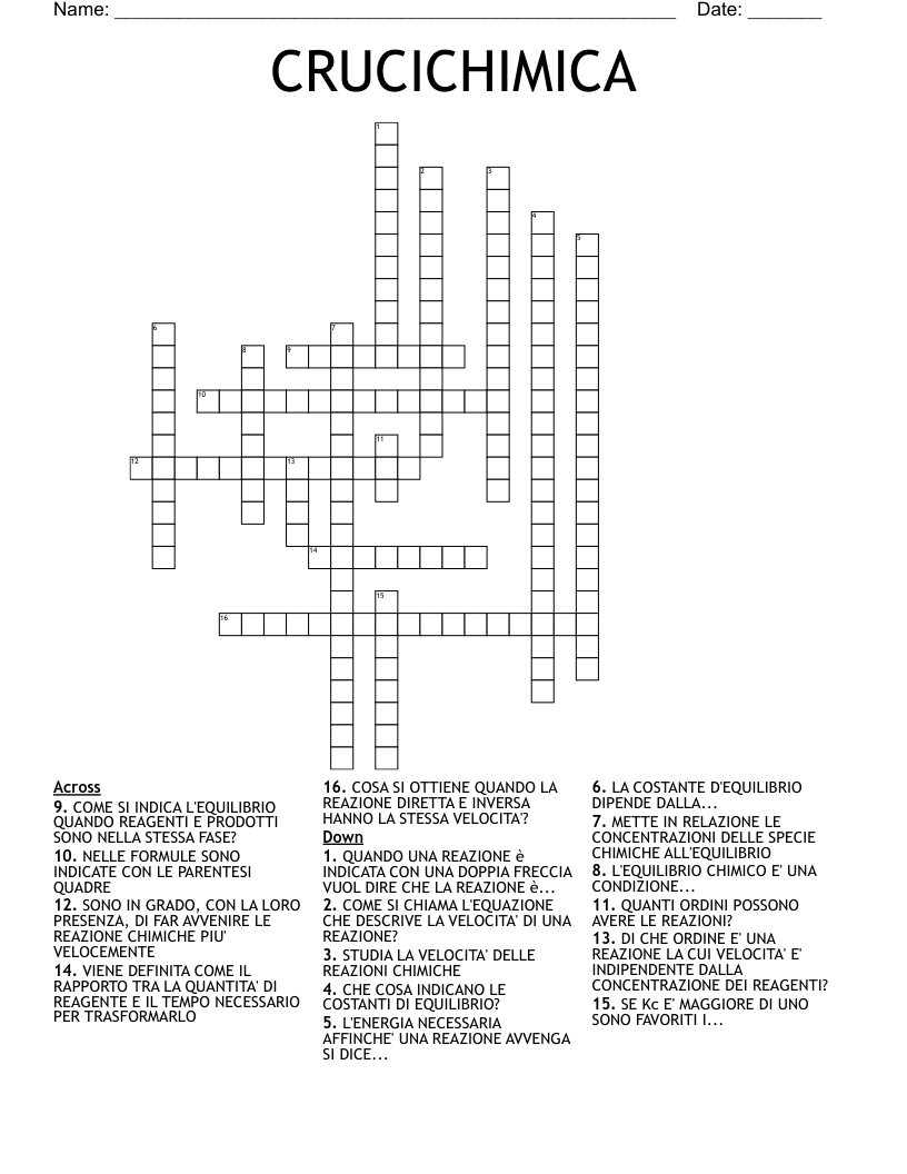 CRUCICHIMICA Crossword