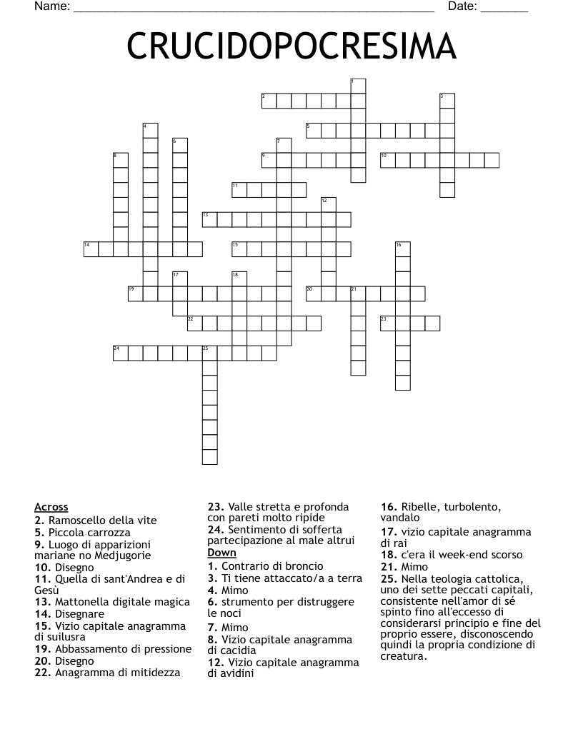 CRUCIDOPOCRESIMA Crossword