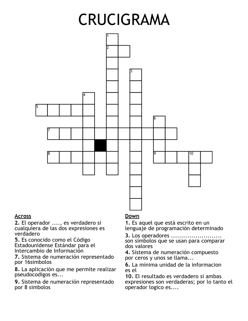 CRUCIGRAMA Crossword