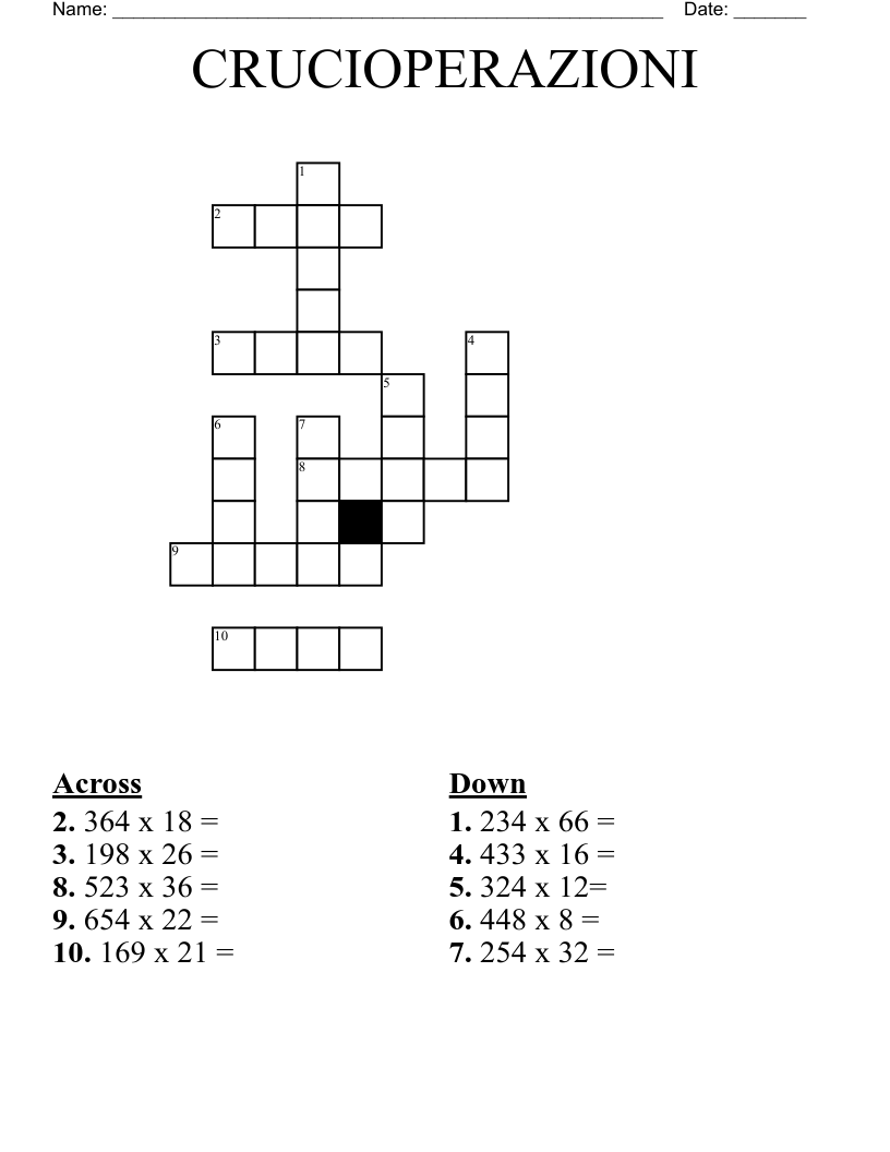 CRUCIOPERAZIONI Crossword