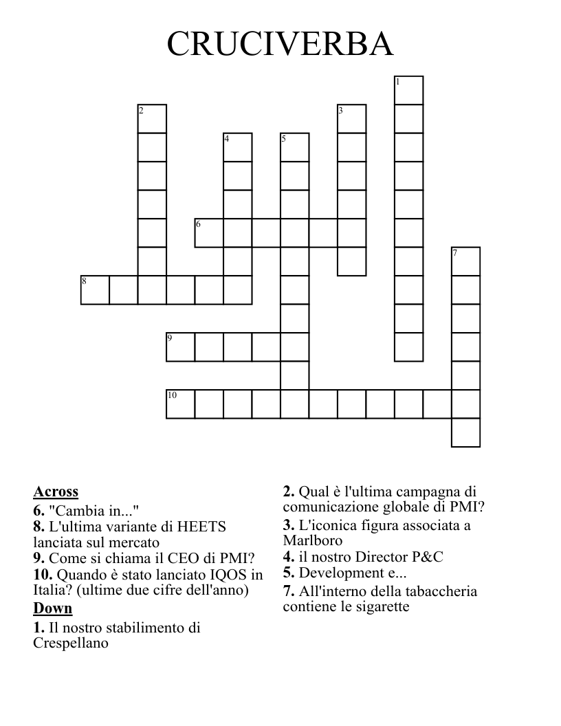 CRUCIVERBA Crossword