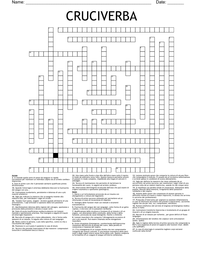 CRUCIVERBA Crossword