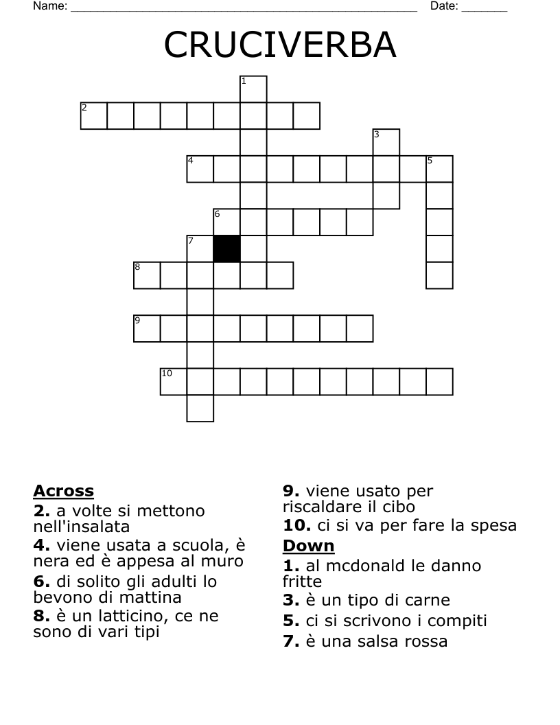 CRUCIVERBA Crossword