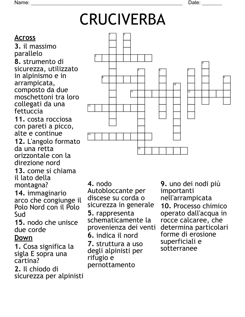 CRUCIVERBA Crossword