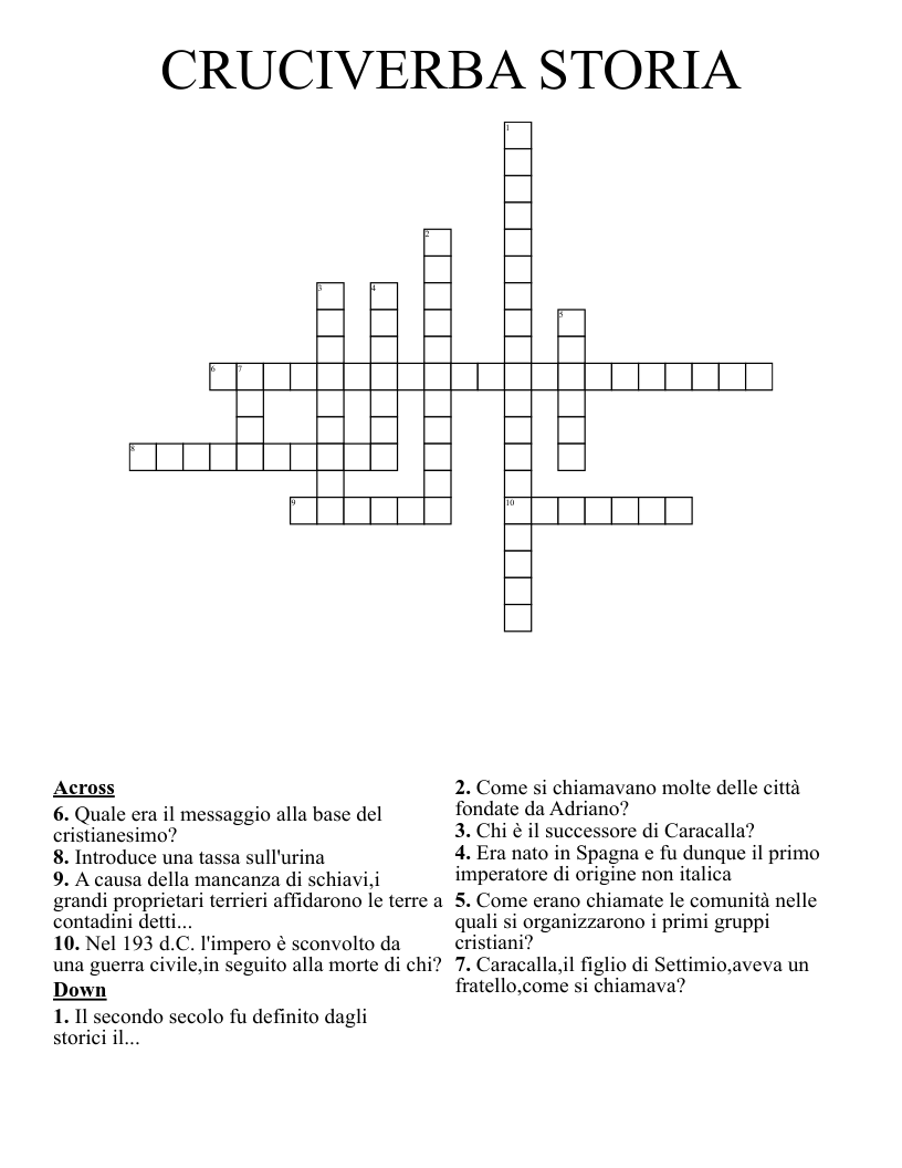 CRUCIVERBA STORIA Crossword