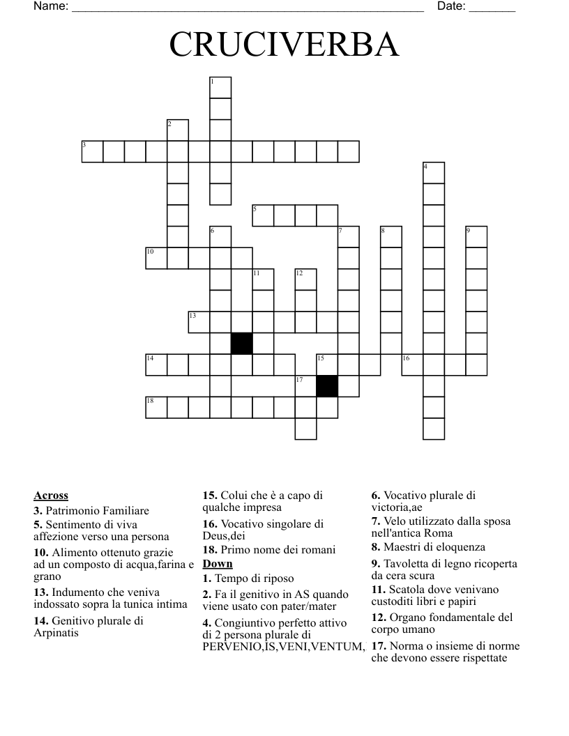 CRUCIVERBA  Crossword