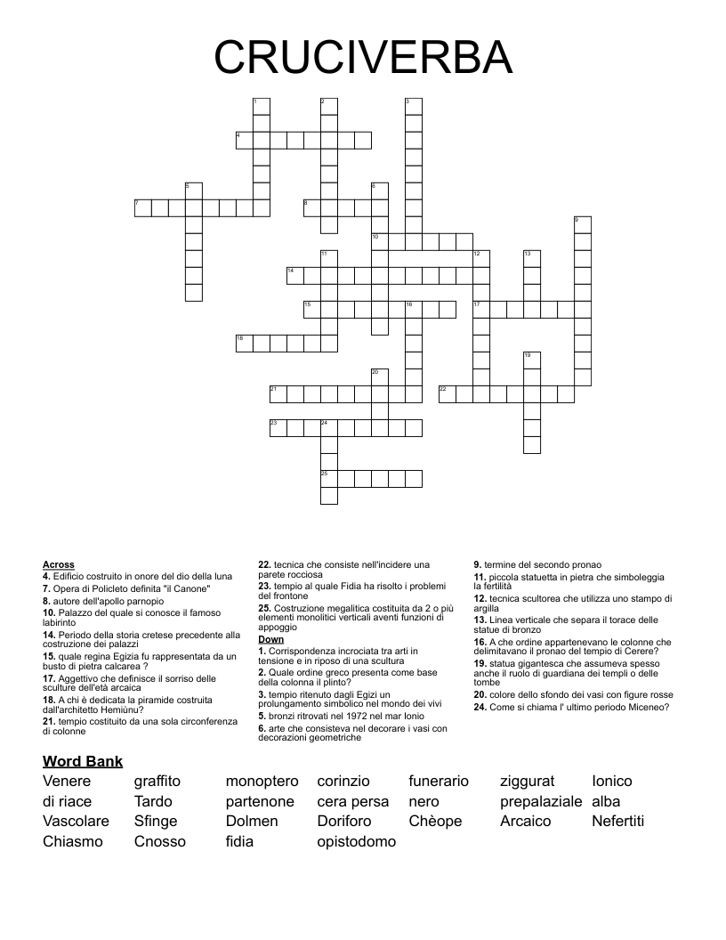 CRUCIVERBA  Crossword