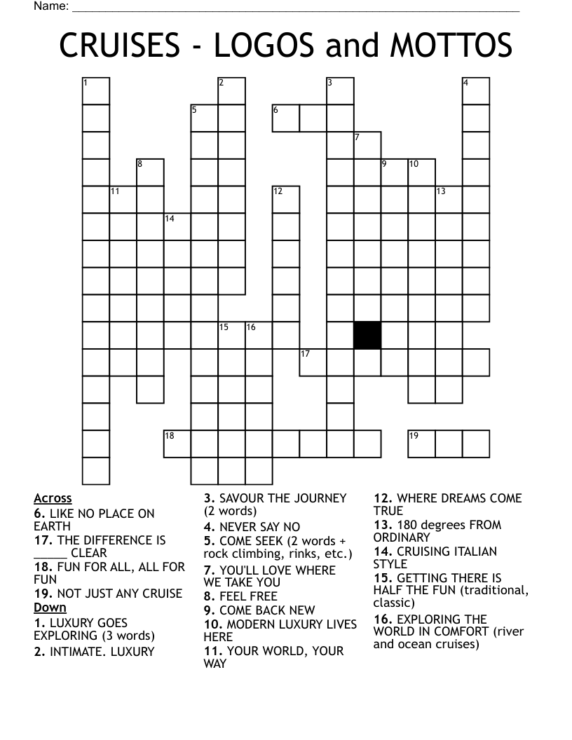 CRUISES - LOGOS and MOTTOS Crossword