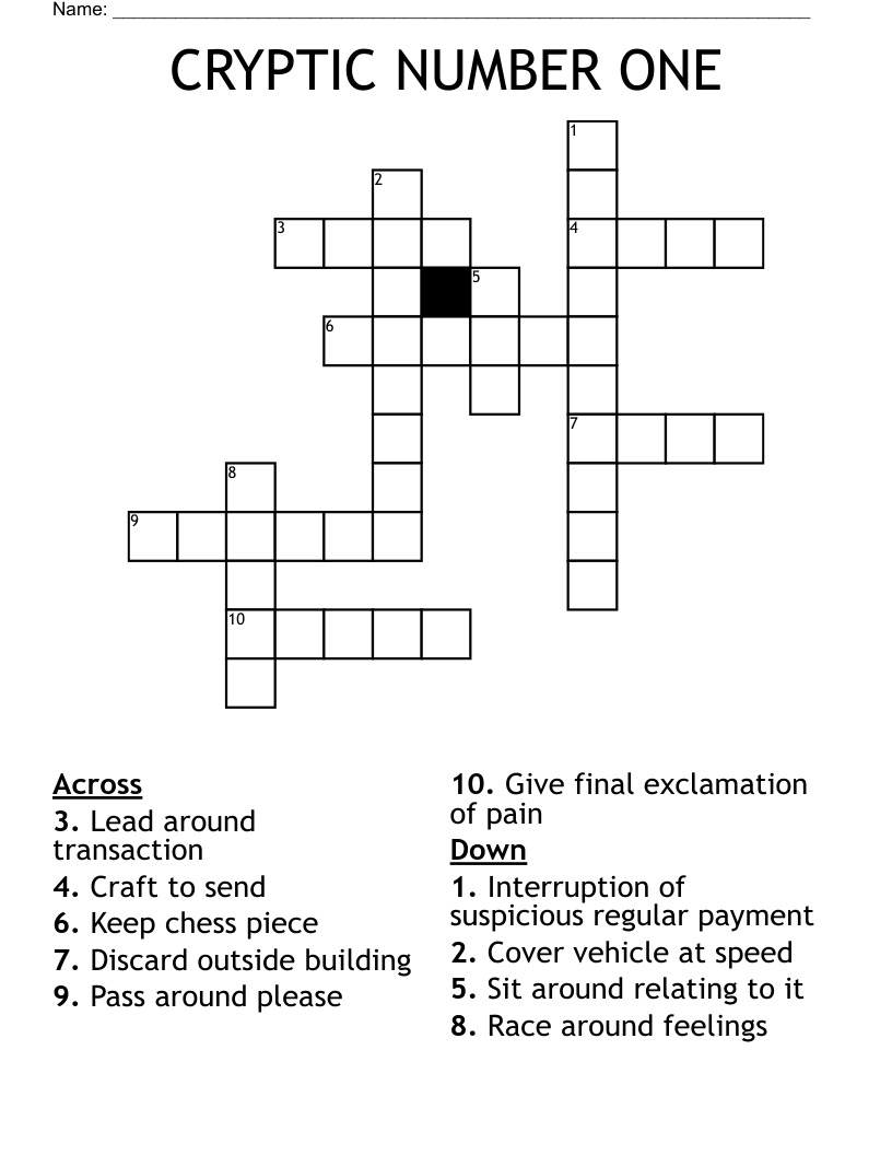 CRYPTIC NUMBER ONE Crossword