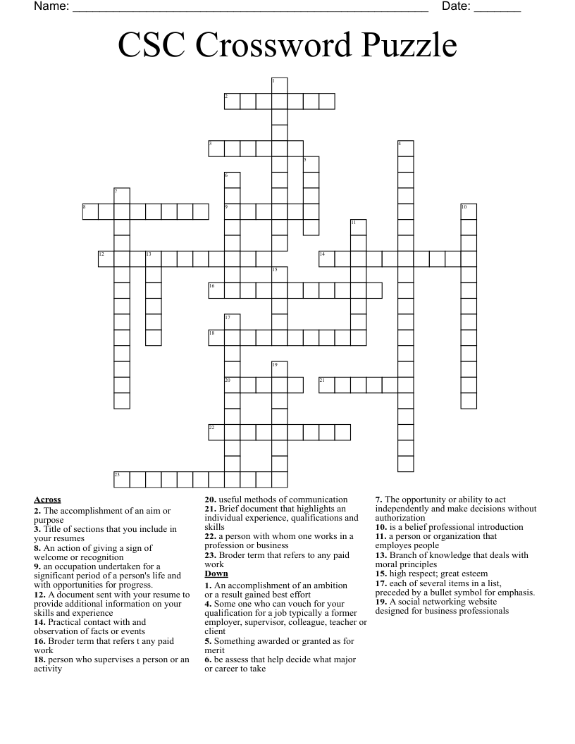 CSC Crossword Puzzle 