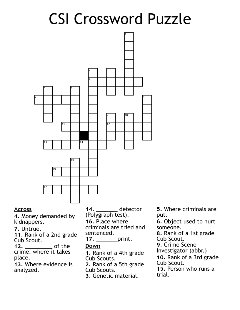 CSI Crossword Puzzle