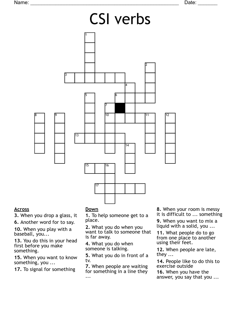 CSI verbs Crossword