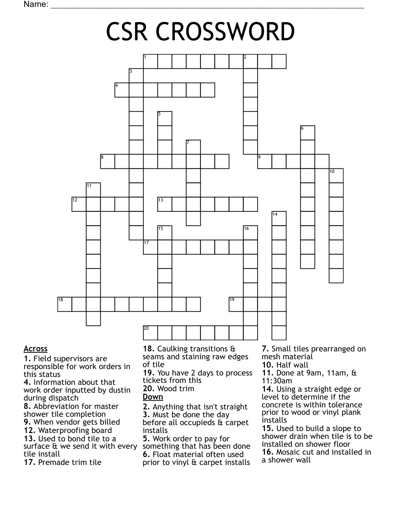 CSR CROSSWORD