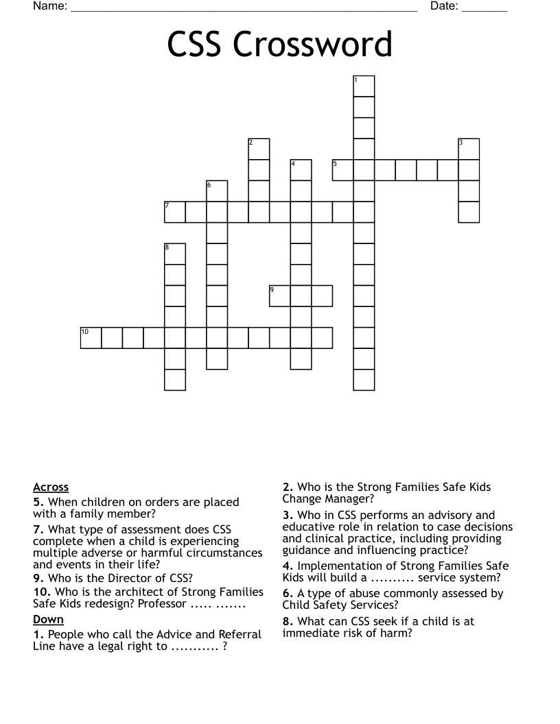 CSS Crossword 