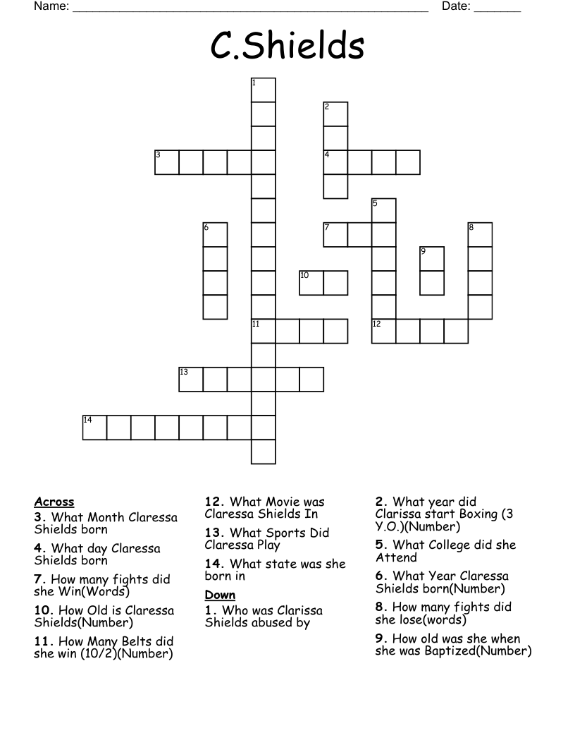 C.Shields Crossword