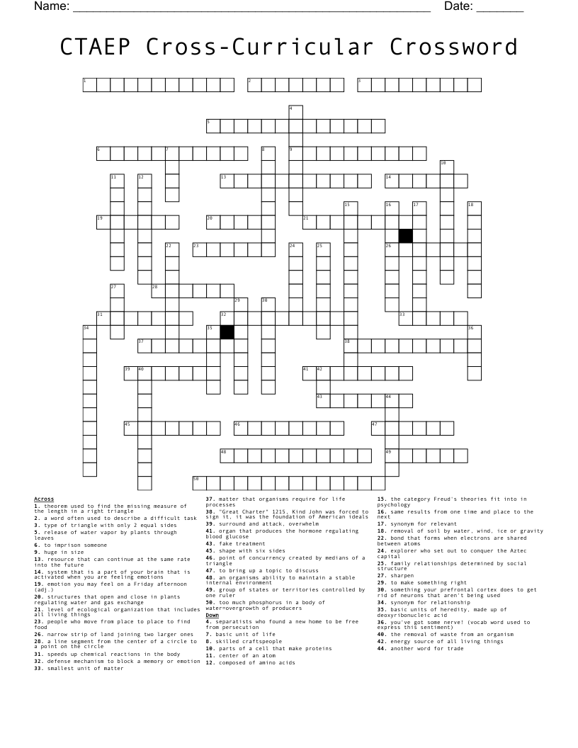 CTAEP Cross-Curricular Crossword