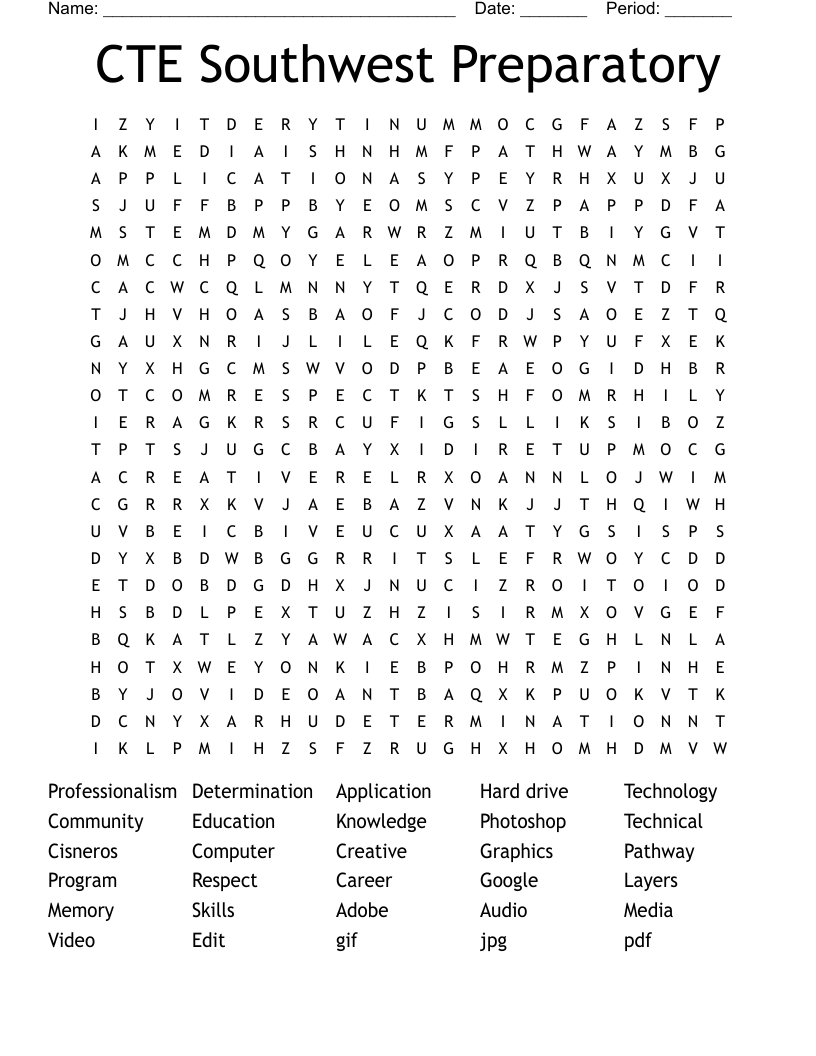 CTE Southwest Preparatory Word Search