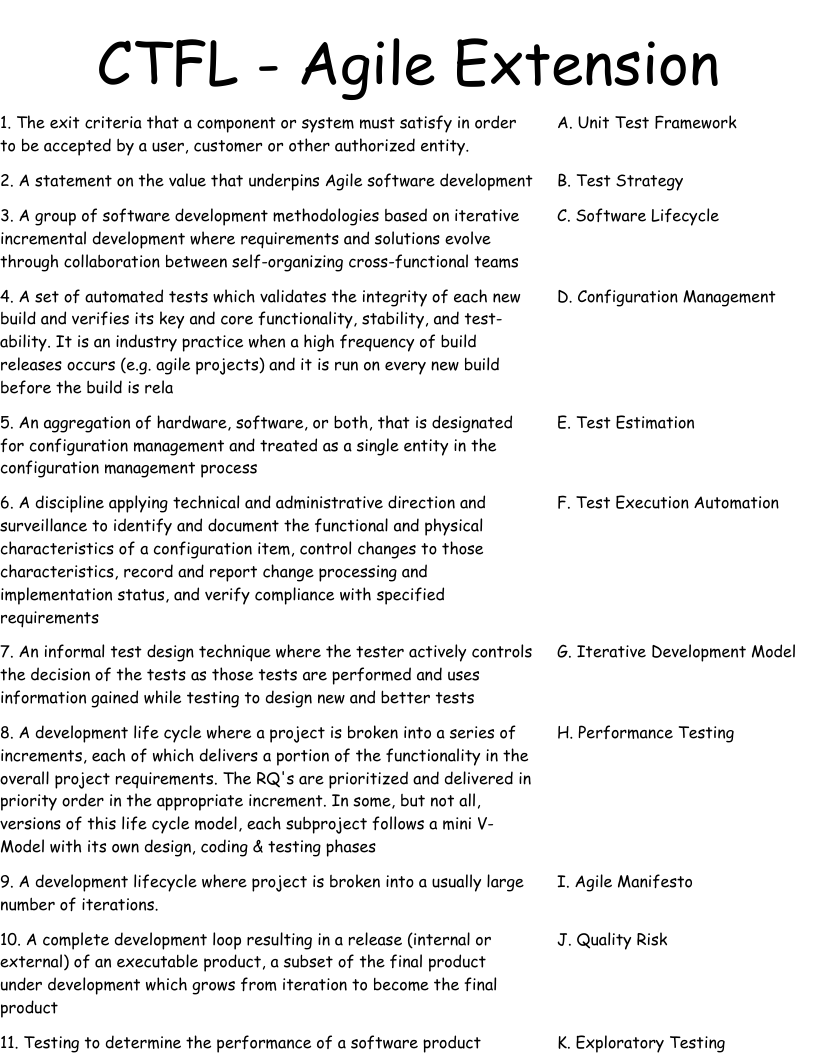 CTFL - Agile Extension Worksheet
