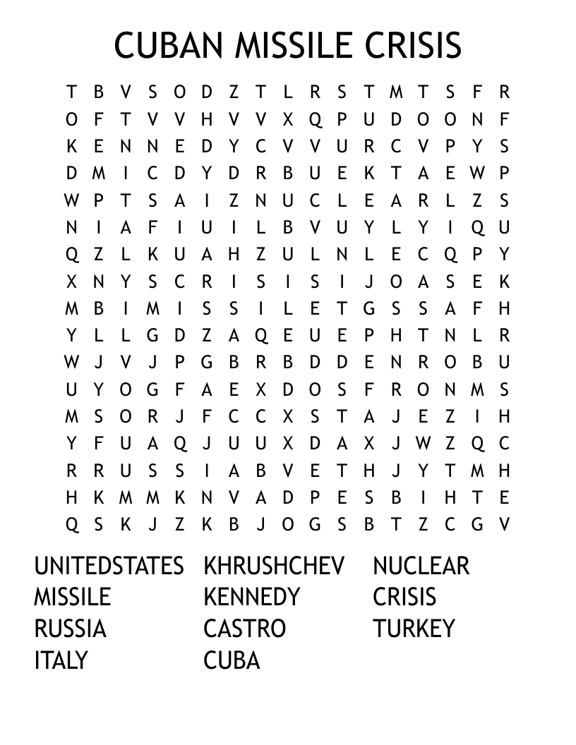 CUBAN MISSILE CRISIS Word Search